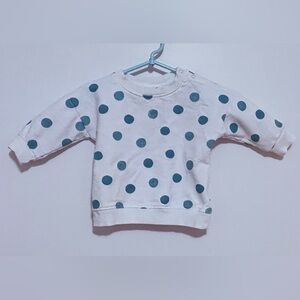 Little Green Radicals White and Blue Polka Dot Sweatshirt